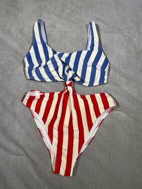 Abercrombie & Fitch Americana Striped Cutout Monokini Swimsuit S